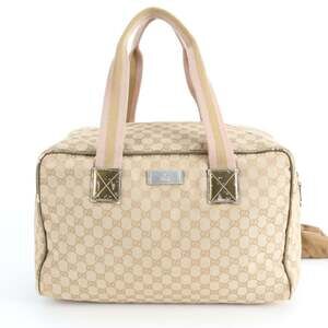 Gucci GG Canvas Beige 153240 Leather Boston Bag Tote Carry-on for Women